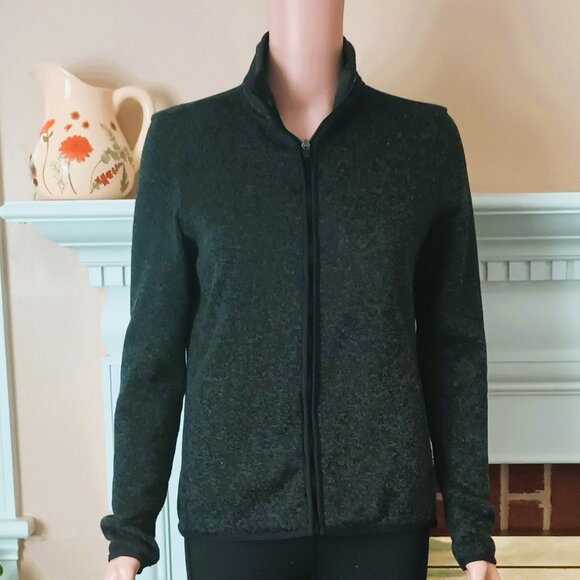 GH Bass Black Track Jacket S Women Zip-up Lightweight Fleece Textured Pockets - Picture 1 of 7